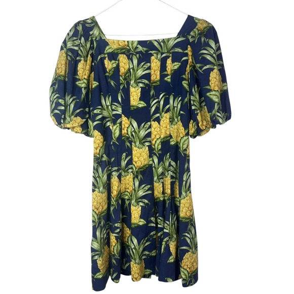 Farm Rio Navy Blue Delicate Pineapple LENZING ECOVERO EUROFLEX Mini Dress Size M - Picture 4 of 11
